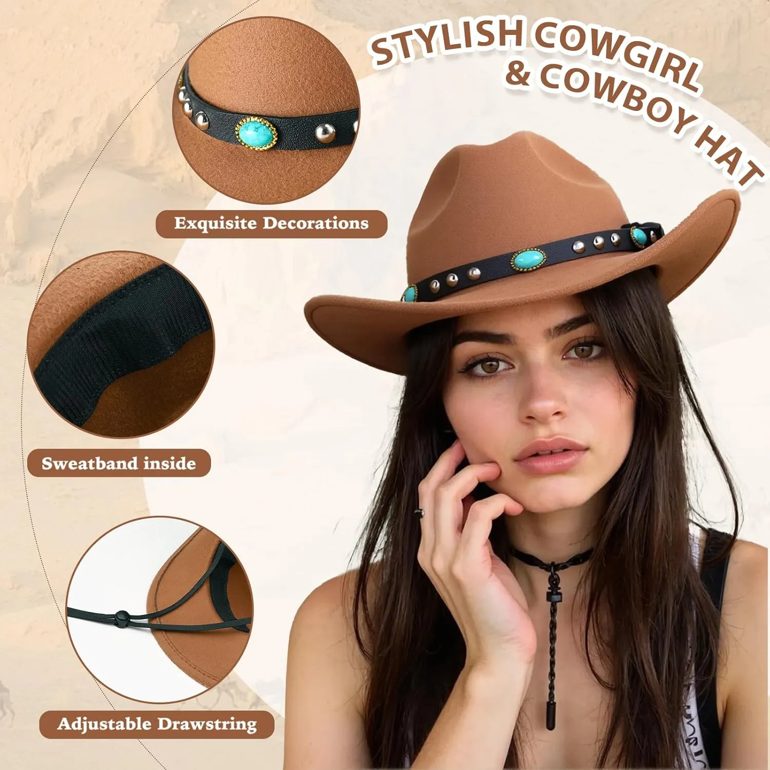 Western Outfits for Women Cowgirl Outfits Cowgirl Vest Boho Cowboy Hat Fringe Vest for Halloween Cosplay