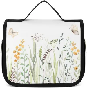 Wild Flowers Toiletry Bag for Women & Men Travel Makeup Organizer Bag Hanging Cosmetic Bags for Jewelry Brushes Toiletries Trip Essentials