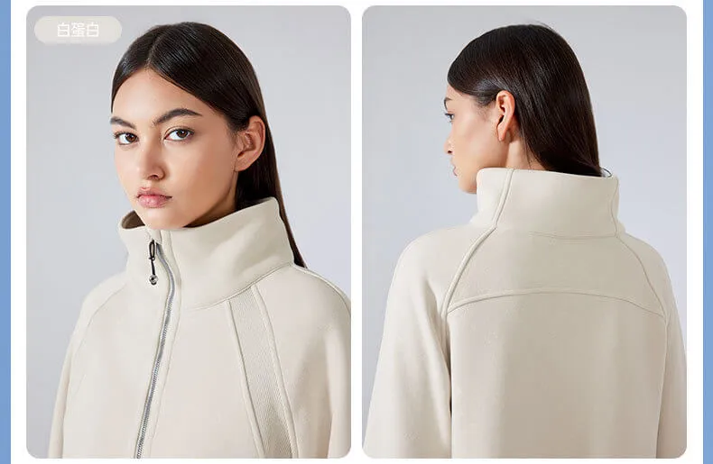 Women Casual Stand Collar Half Zip Pullover Sweatshirts