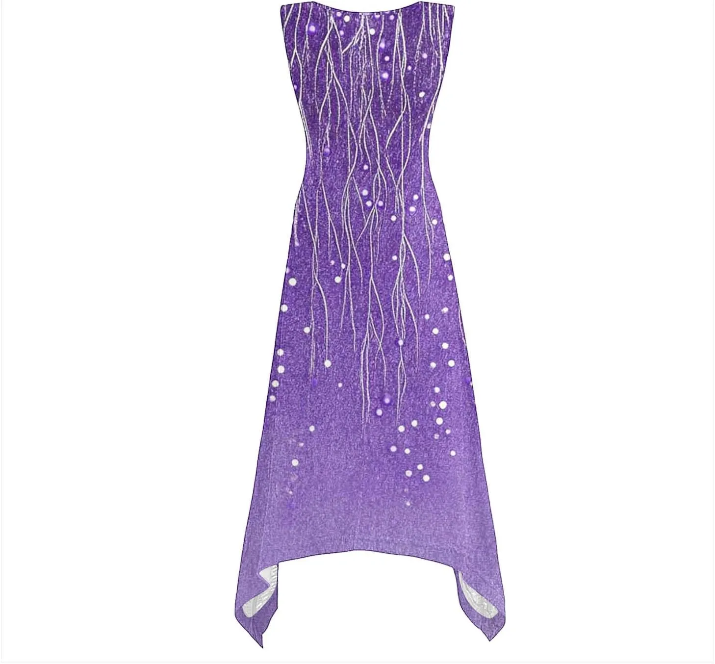 Women Casual Summer Dress Sleeveless Sundress Hankerchief Hem Midi Tank Dresses Beach Dress A Line Flowy Party Dresses