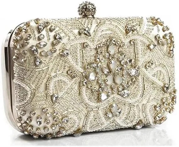 Women Evening Bags Pearl Beaded Women Evening Clutch Bag Wedding Purse Handbag Shoulder Bag Chain