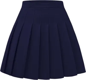 Women Pleated Skirt A-Line Short Mini Basic Skirt School Uniform Cheerleader Skirts Skater Skirt
