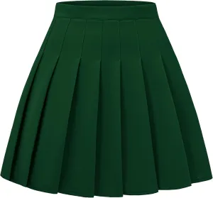 Women Pleated Skirt A-Line Short Mini Basic Skirt School Uniform Cheerleader Skirts Skater Skirt