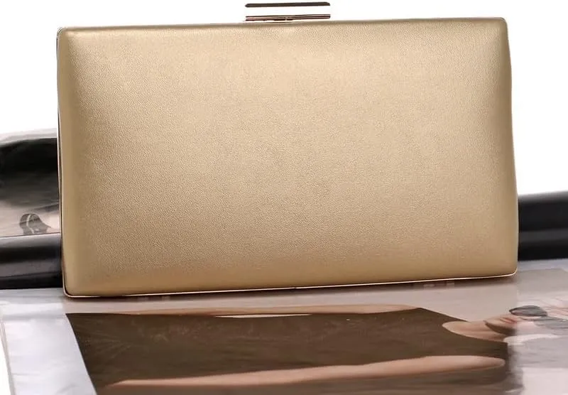 Women PU Clutch Mixed Color Leather Metal Evening Bags Party Wedding Bridal Handbags