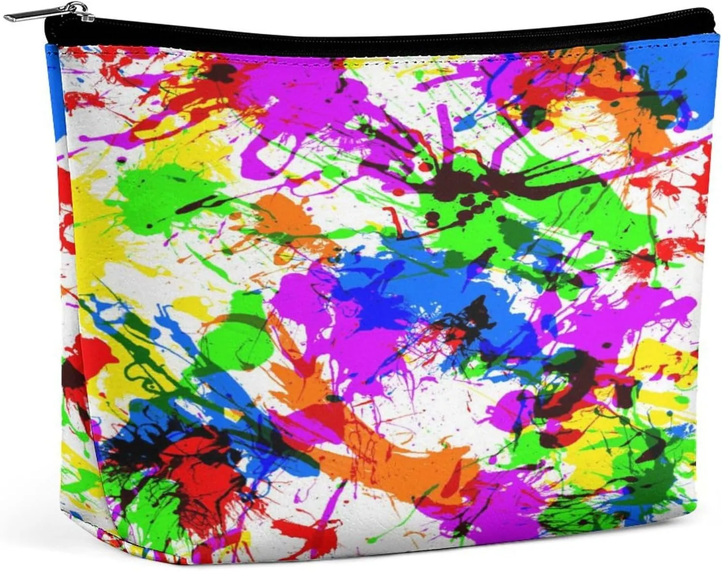 Women Storage Bag Pouch for Cosmetics Jewelry Travel, Large Capacity Cosmetic Multipurpose Travel Bag Waterproof Makeup Pouch (Paint Splatter Colorful Art)