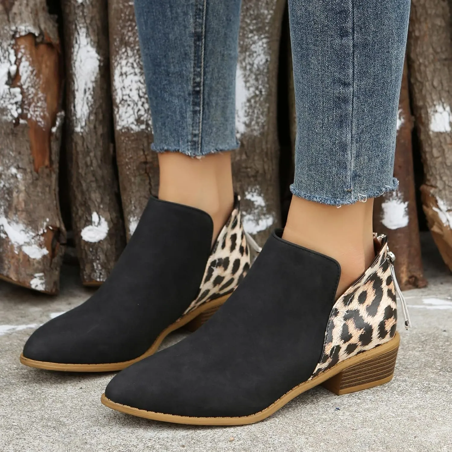 Womens Booties Ankle Women Booties Low Heel Womens Short Boots Wedge Bootie for Women Comfortable Fashion Round Toe Lace-up Round Toe Comfortable Low Heel