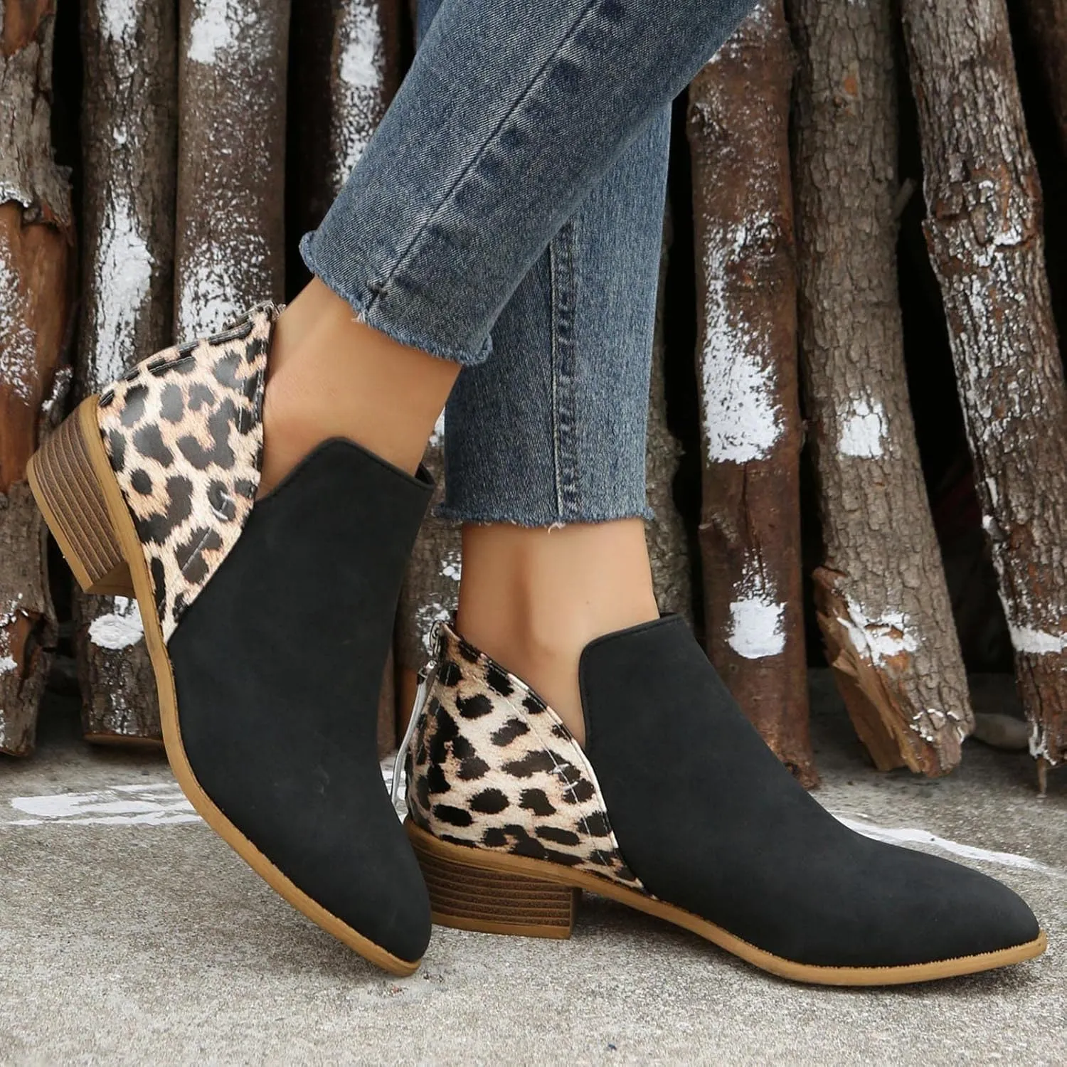 Womens Booties Ankle Women Booties Low Heel Womens Short Boots Wedge Bootie for Women Comfortable Fashion Round Toe Lace-up Round Toe Comfortable Low Heel