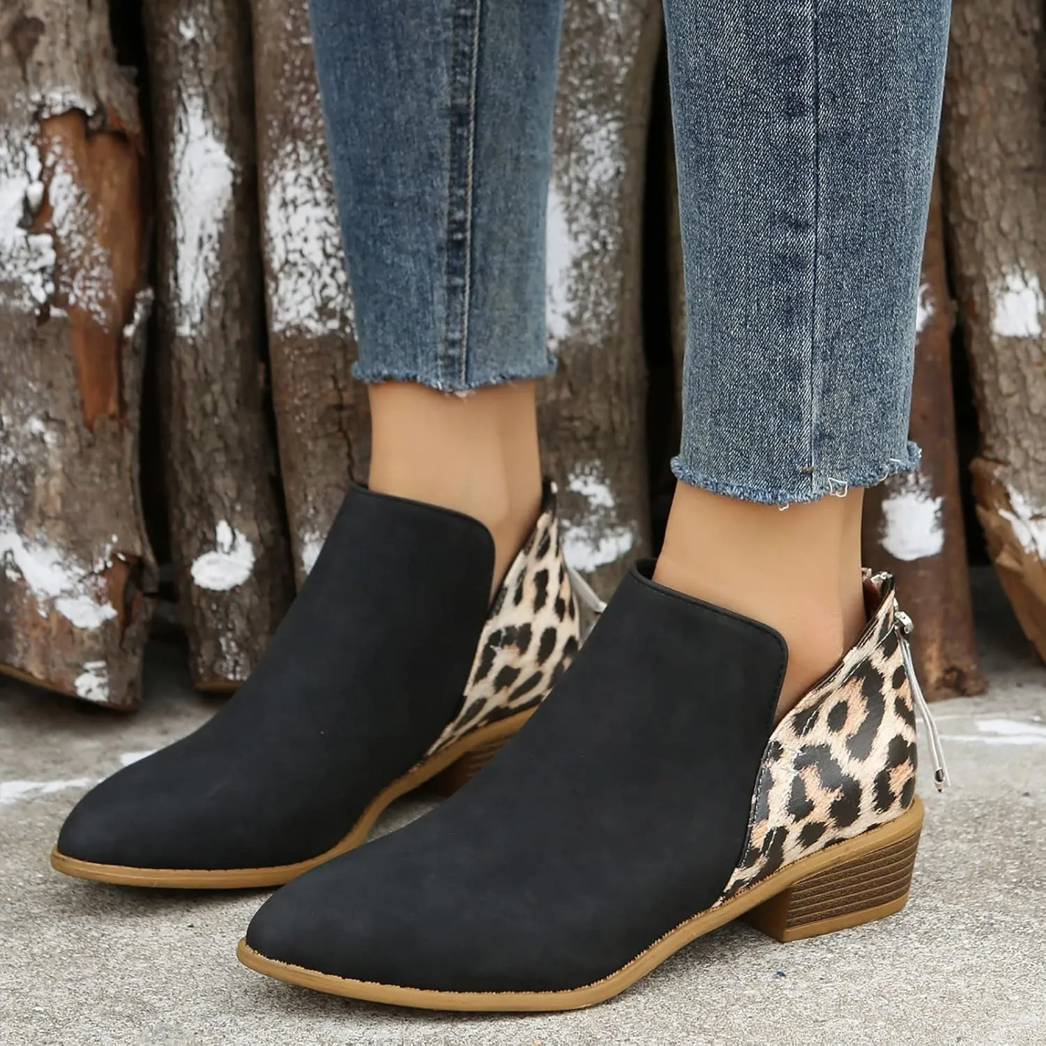 Womens Booties Ankle Women Booties Low Heel Womens Short Boots Wedge Bootie for Women Comfortable Fashion Round Toe Lace-up Round Toe Comfortable Low Heel