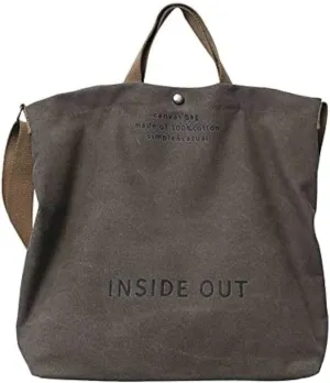 Women's Canvas Tote Shoulder Bag - Large Fashion Retro Letter Handbag