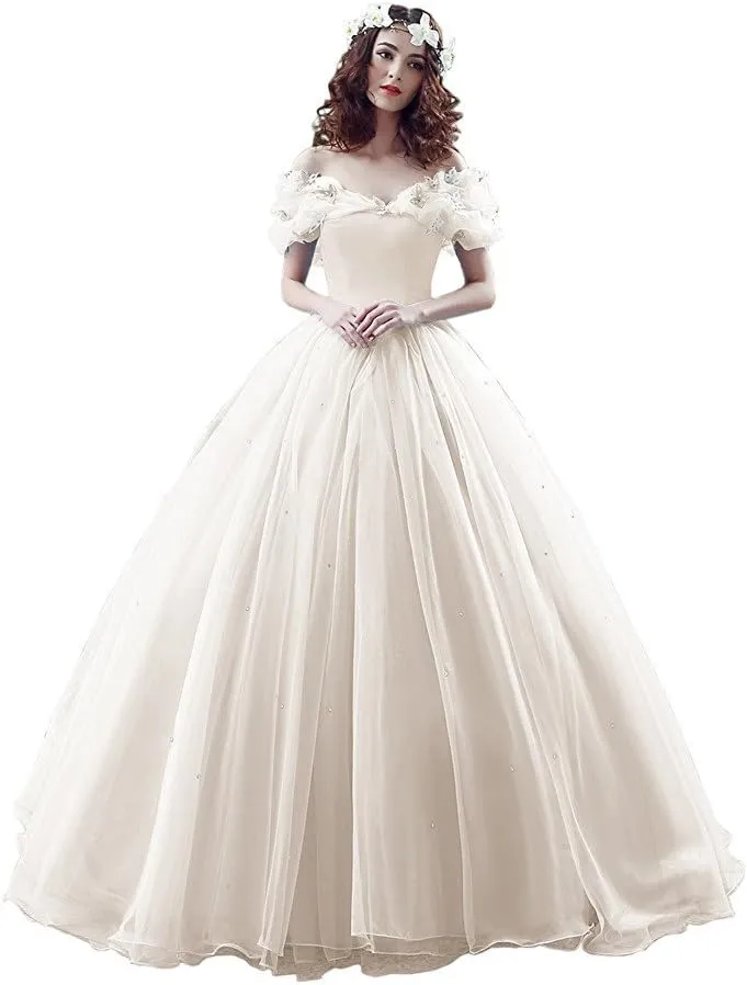 Womens Cinderella Quinceanera Dress Puffy Prom Gowns Wedding Dresses