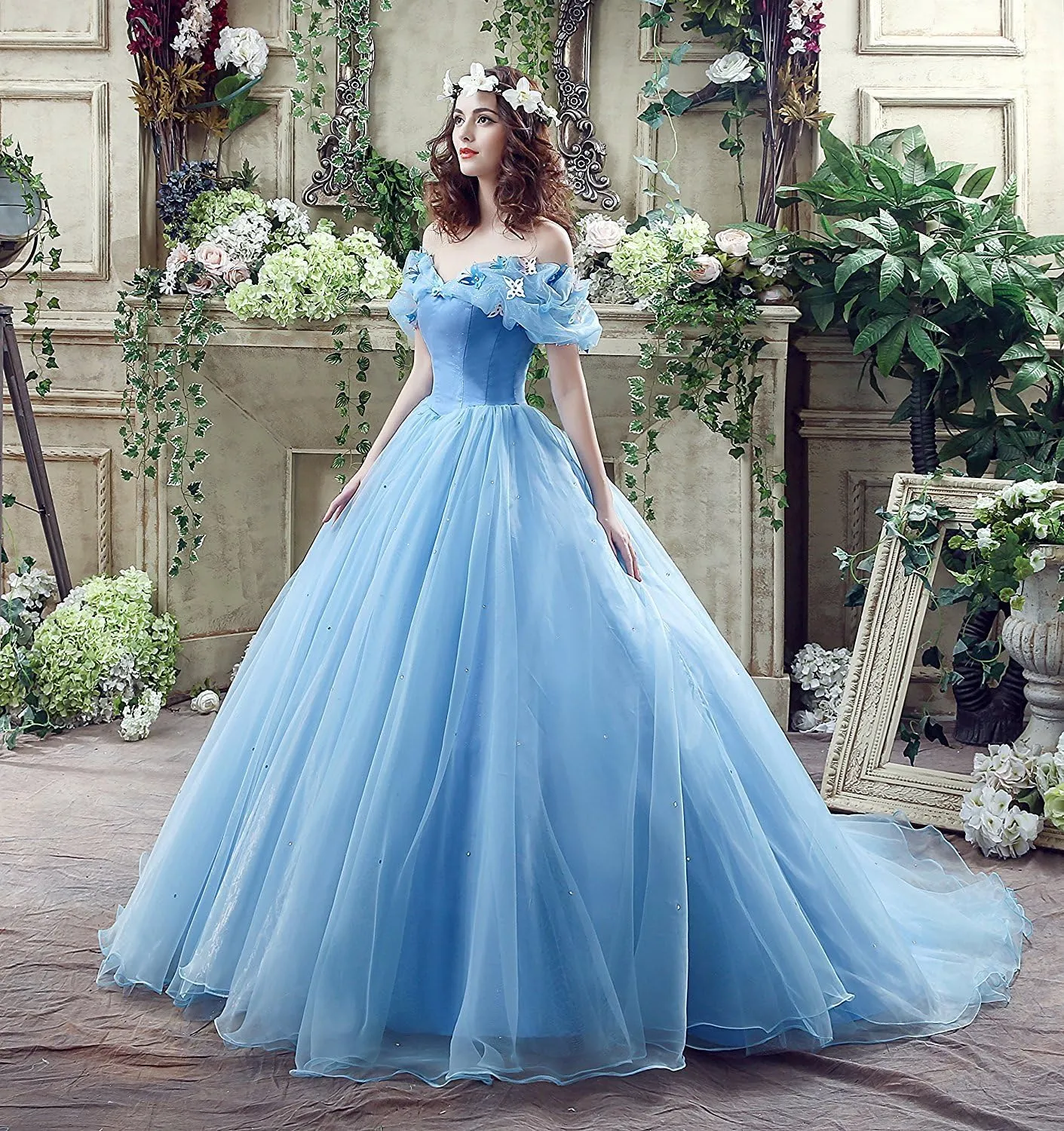 Womens Cinderella Quinceanera Dress Puffy Prom Gowns Wedding Dresses