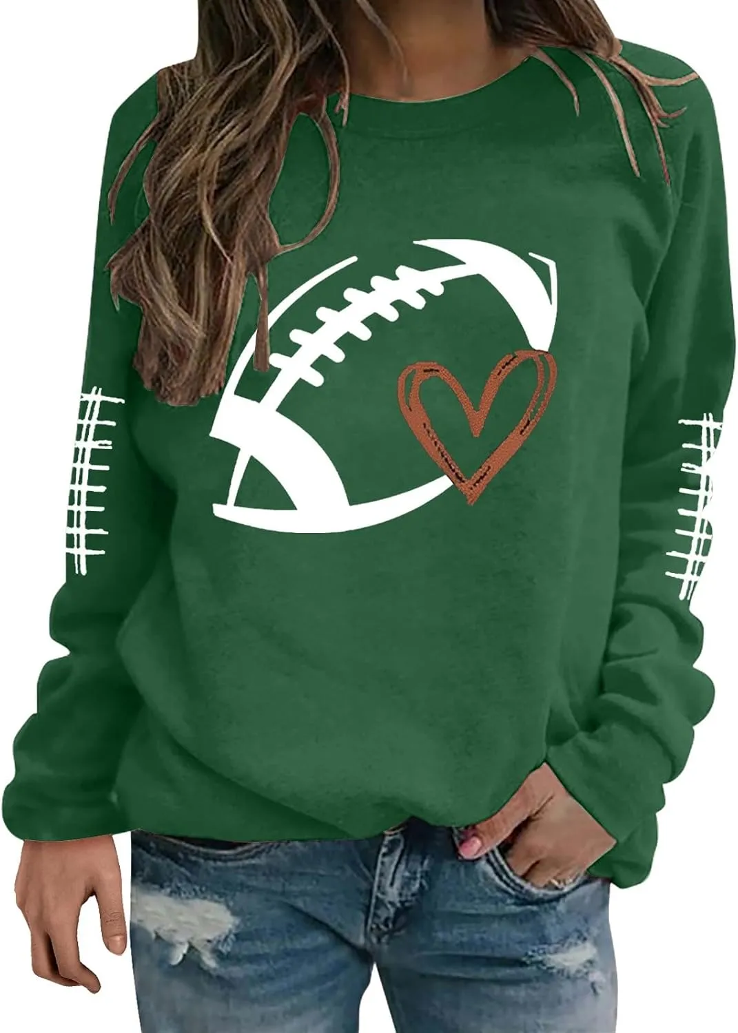 Womens Football Sweatshirt,2024 Fall Sweatshirts Pullover Long Sleeve Game Day Football Graphic Plus Size Sweatshirts