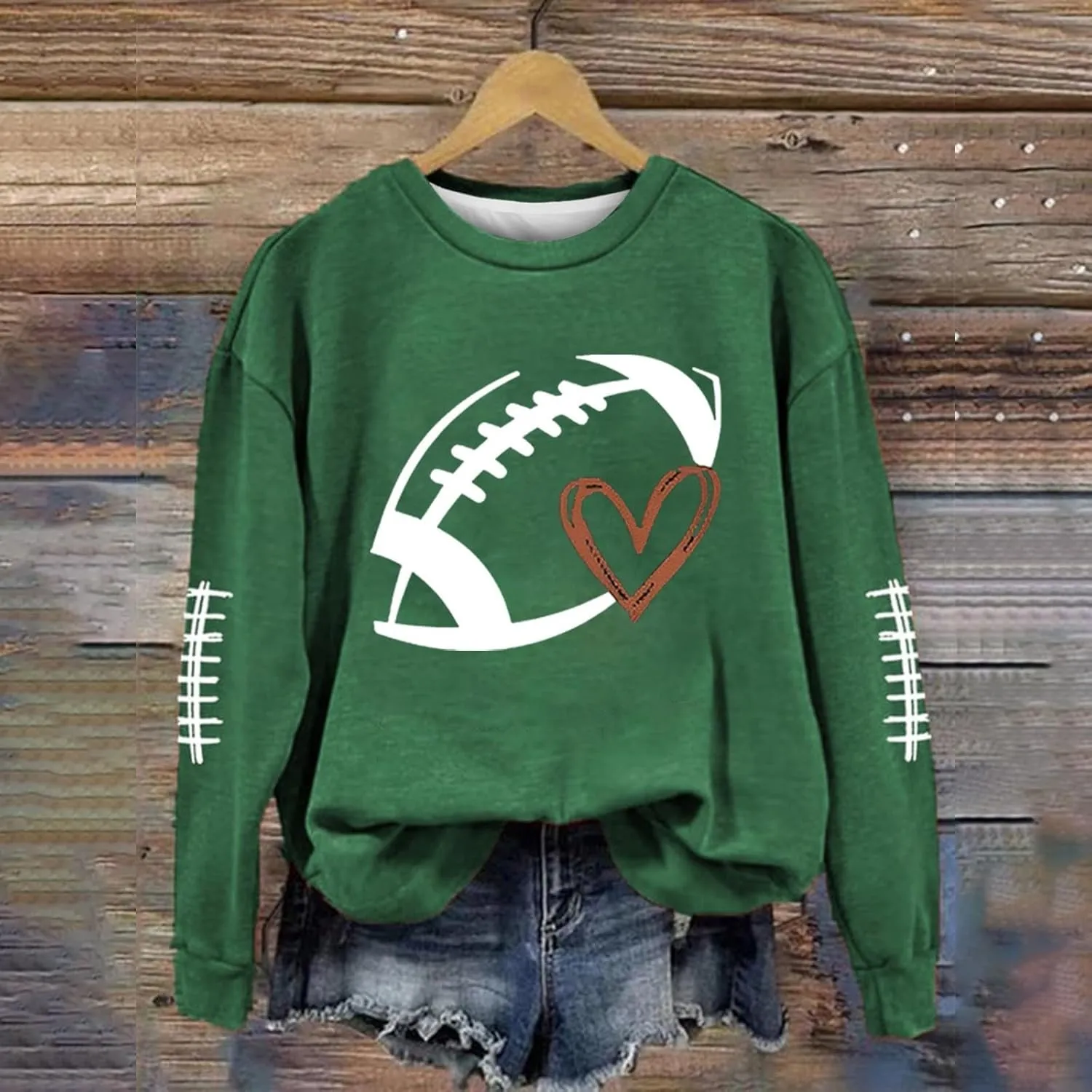 Womens Football Sweatshirt,2024 Fall Sweatshirts Pullover Long Sleeve Game Day Football Graphic Plus Size Sweatshirts