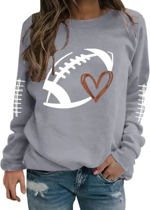 Womens Football Sweatshirt,2024 Fall Sweatshirts Pullover Long Sleeve Game Day Football Graphic Plus Size Sweatshirts