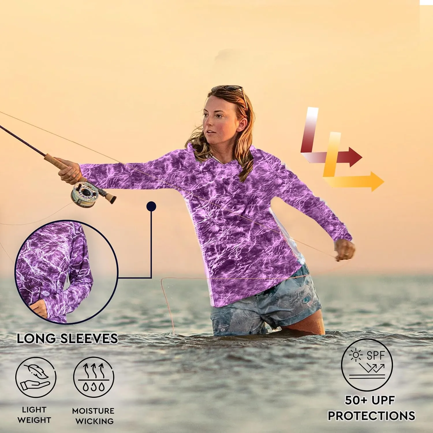 Women's UPF 50  UV Sun Protection Long Sleeve Fishing Shirts for Women- Lightweight Hiking Outdoor SPF Rash Guard Tops