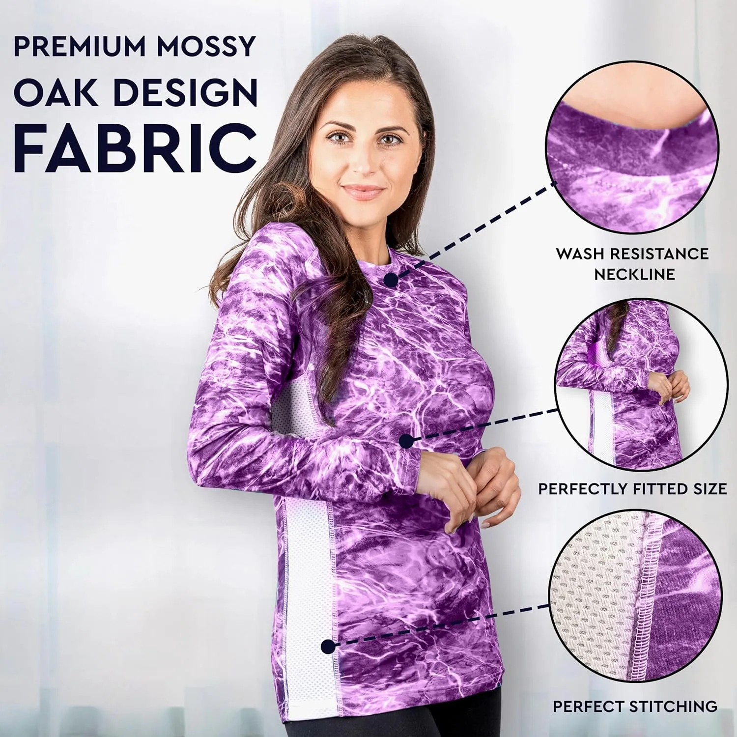 Women's UPF 50  UV Sun Protection Long Sleeve Fishing Shirts for Women- Lightweight Hiking Outdoor SPF Rash Guard Tops