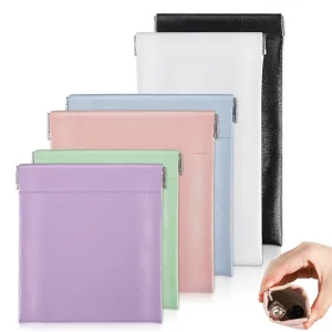 WSICSE 6 Pcs Pocket Cosmetic Bag Squeeze Top, 3 Size Portable Pocket Bag Small Makeup Bag for Purse Cosmetics Headphones Jewelry