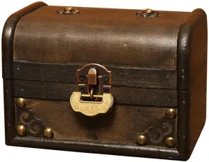 XBSXP Vintage Decorative Suitcases Wood Treasure Chest Small Keepsake Jewelry Box Birthday Parties Wedding Storage Trunk (Color : Brown, Size : 1510.510.5cm)