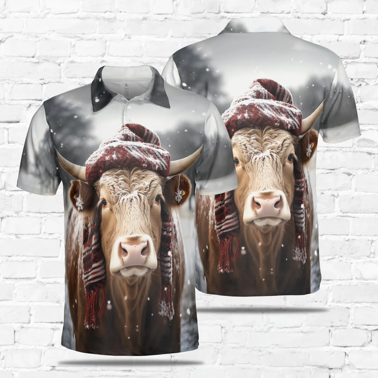 Xmas Cow Polo Shirts for Men - Galaxy Cat Mens Quick Dry Short Sleeve Polo Shirts Series 17
