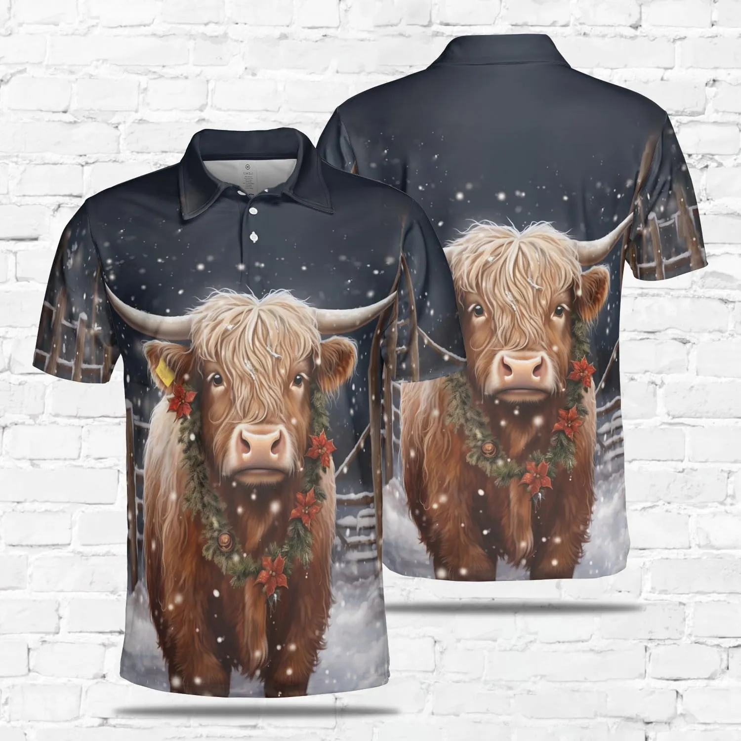 Xmas Cow Polo Shirts for Men - Galaxy Cat Mens Quick Dry Short Sleeve Polo Shirts Series 29
