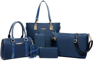 YAQUNICER 6pcs Tote Purses and Handbags Set for Women Top Handle Satchel Shoulder Crossbody Bag Clutch Wallet