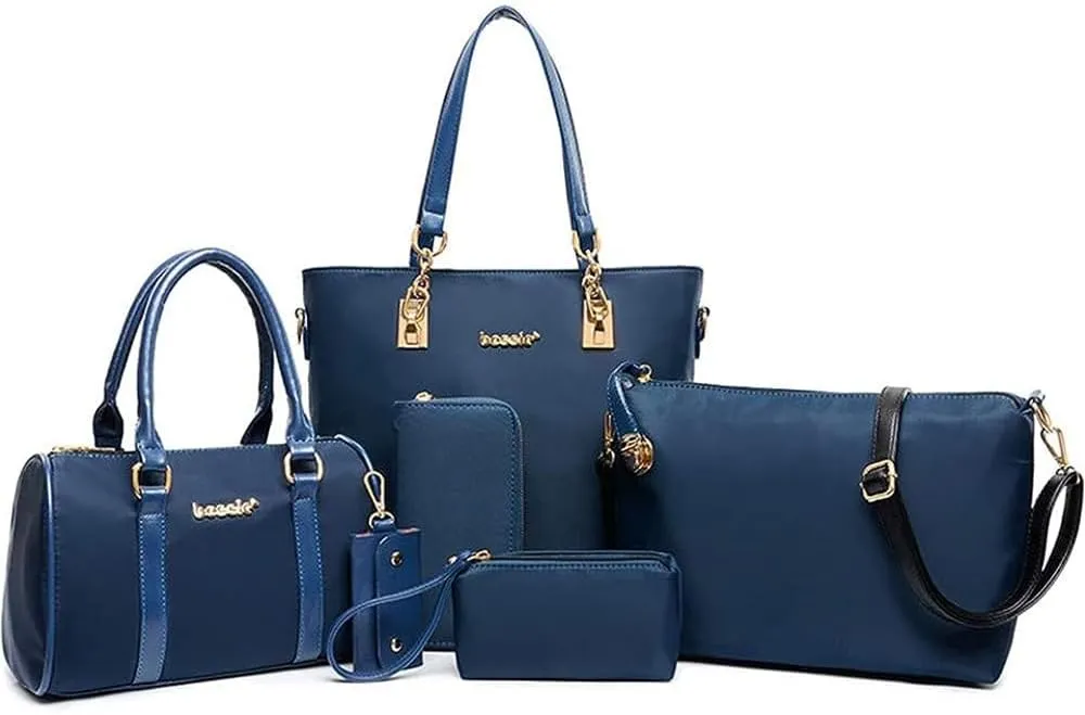 YAQUNICER 6pcs Tote Purses and Handbags Set for Women Top Handle Satchel Shoulder Crossbody Bag Clutch Wallet