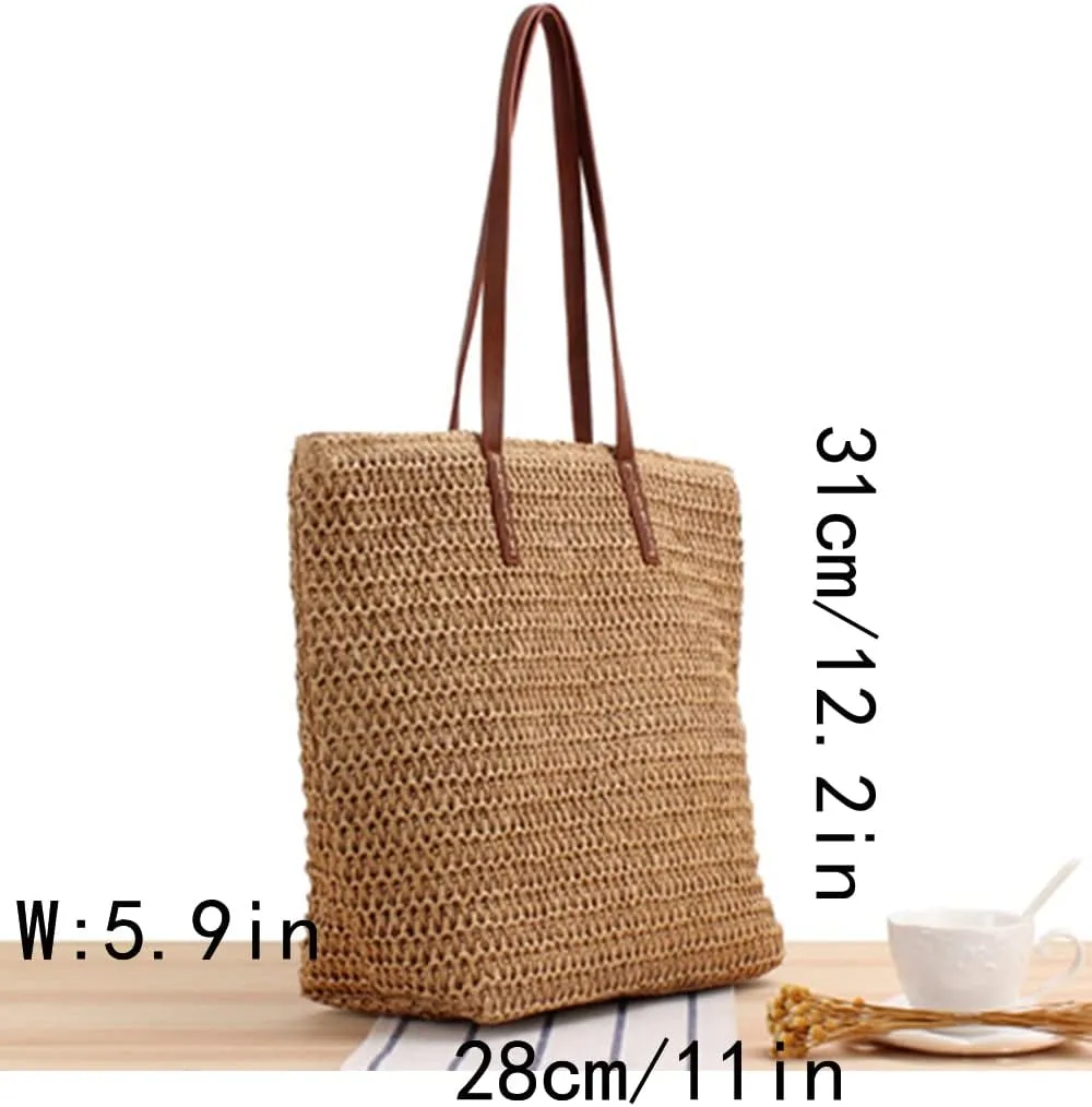 YAQUNICER Women Tote Bag Faux Straw Handbag Fashion Beach Bags Bucket Bags Purse
