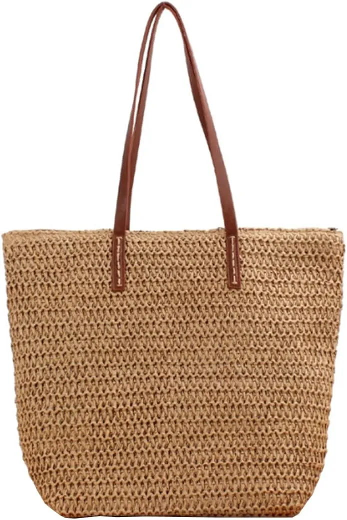 YAQUNICER Women Tote Bag Faux Straw Handbag Fashion Beach Bags Bucket Bags Purse