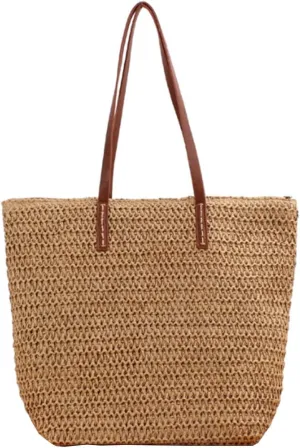 YAQUNICER Women Tote Bag Faux Straw Handbag Fashion Beach Bags Bucket Bags Purse