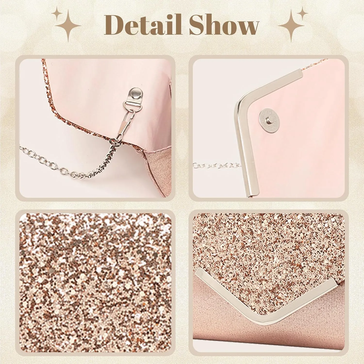 YYW 4 Pieces Women Evening Handbags Clutch Purse Bag with Rhinestone Crystal Jewelry Set for Wedding Party