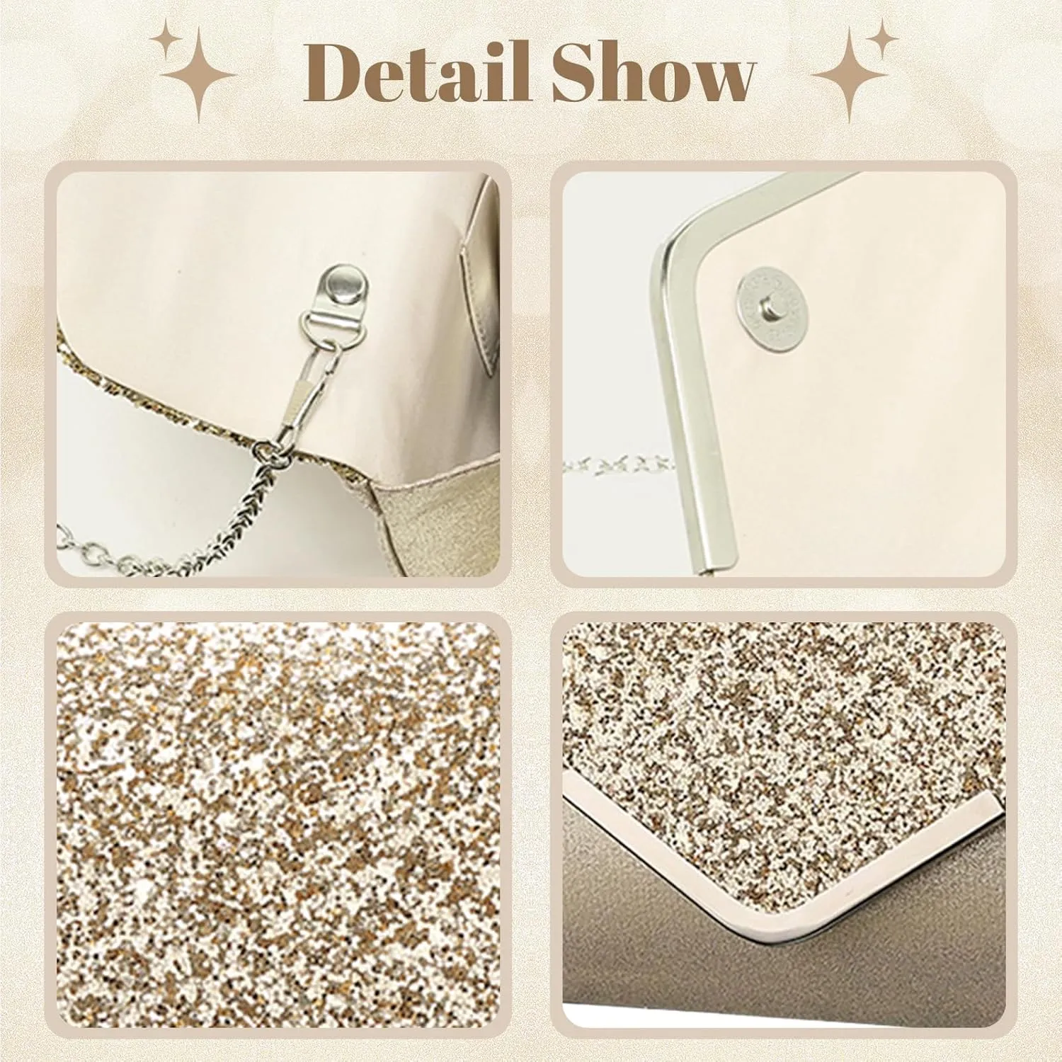 YYW 4 Pieces Women Evening Handbags Clutch Purse Bag with Rhinestone Crystal Jewelry Set for Wedding Party