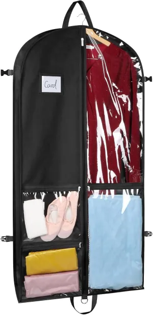 Zilink Clear Garment Bag for Teen Girls & Boys Dance Bags for Dancers Dance Costume Garment Bag for Teenagers with Zip Pockets for Competition Theatre Cheer Horse Shows