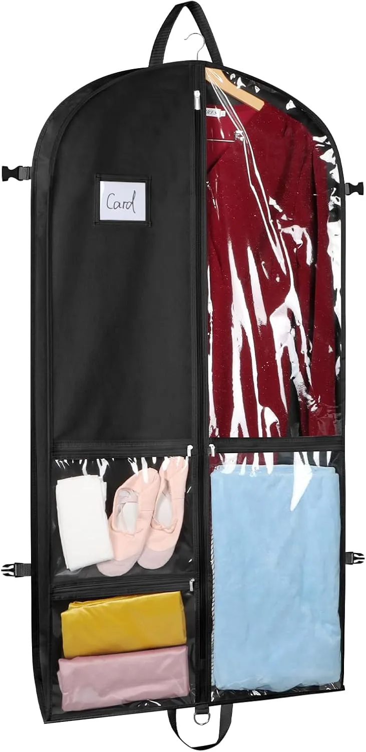 Zilink Clear Garment Bag for Teen Girls & Boys Dance Bags for Dancers Dance Costume Garment Bag for Teenagers with Zip Pockets for Competition Theatre Cheer Horse Shows