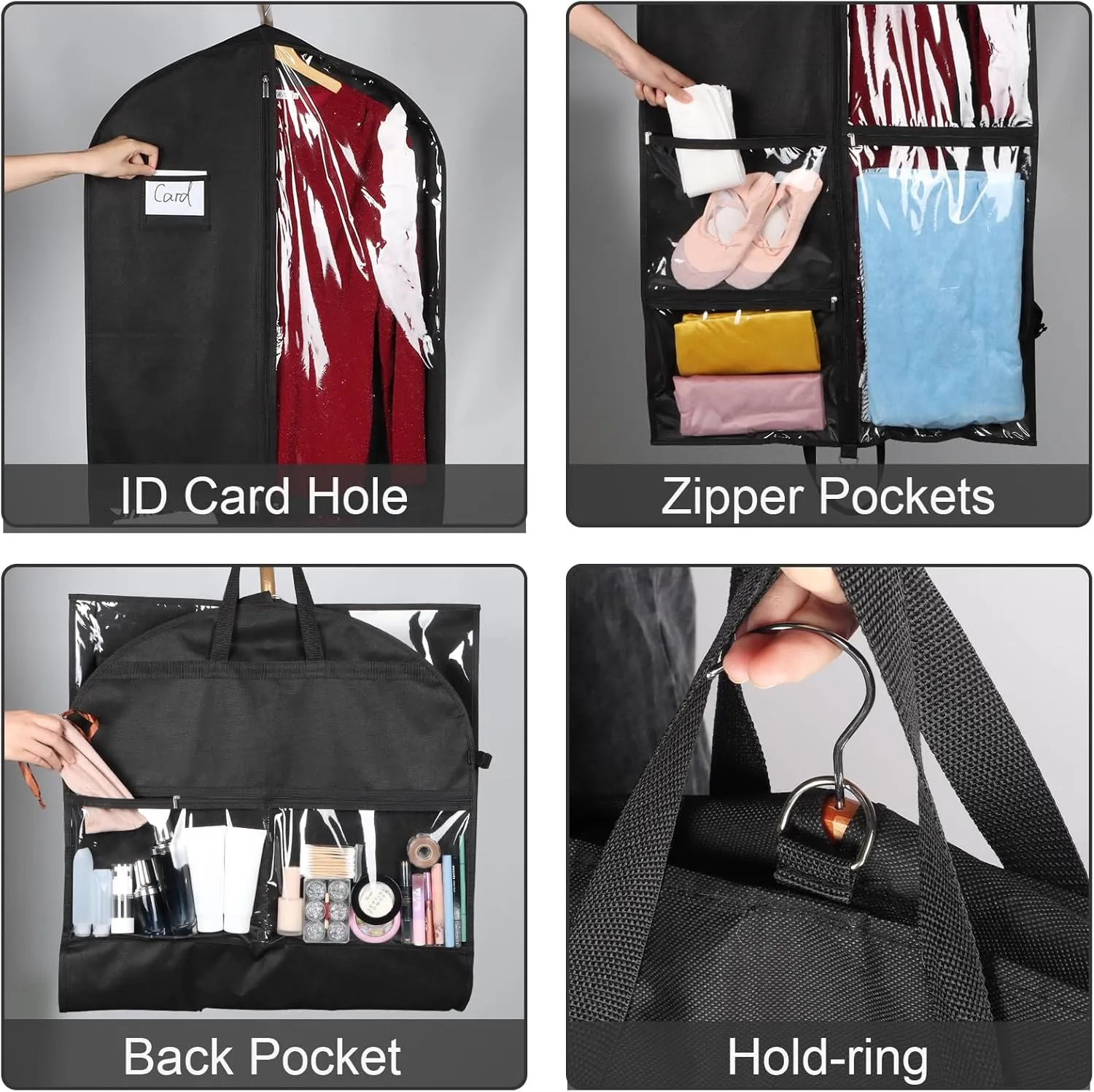 Zilink Clear Garment Bag for Teen Girls & Boys Dance Bags for Dancers Dance Costume Garment Bag for Teenagers with Zip Pockets for Competition Theatre Cheer Horse Shows