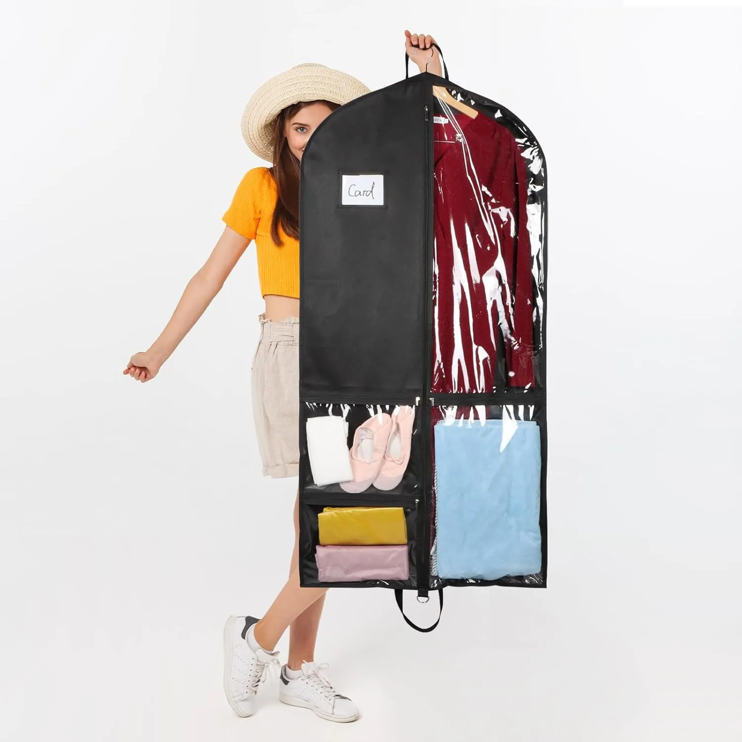 Zilink Clear Garment Bag for Teen Girls & Boys Dance Bags for Dancers Dance Costume Garment Bag for Teenagers with Zip Pockets for Competition Theatre Cheer Horse Shows