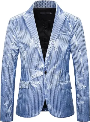 ZYXTIM Sequin Blazer for Men Disco Prom Shiny Jacket Party Prom Wedding Party Tuxedo Slim Fit Fashion Sport Coat with Pockets