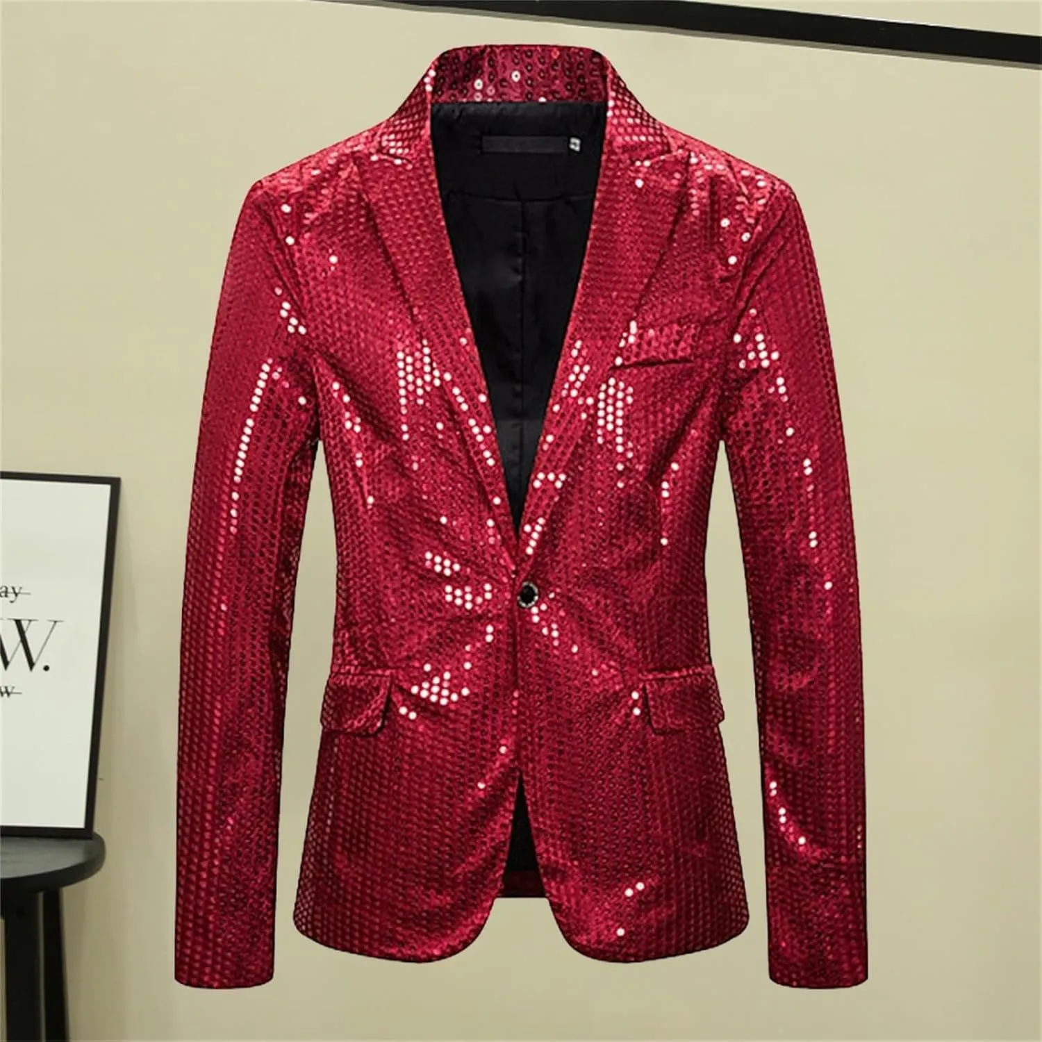 ZYXTIM Sequin Blazer for Men Disco Prom Shiny Jacket Party Prom Wedding Party Tuxedo Slim Fit Fashion Sport Coat with Pockets