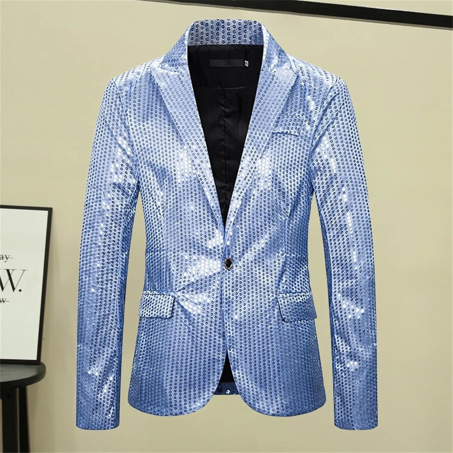 ZYXTIM Sequin Blazer for Men Disco Prom Shiny Jacket Party Prom Wedding Party Tuxedo Slim Fit Fashion Sport Coat with Pockets