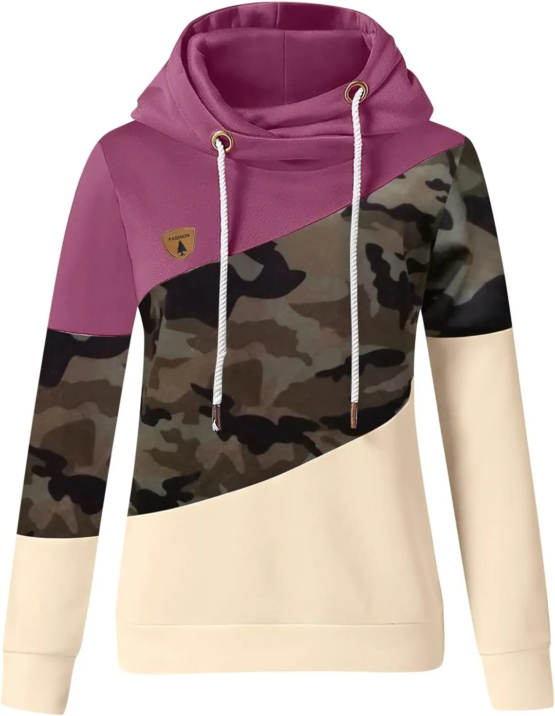 ZYXTIM Womens High Cowl Neck Hoodies, Oversize Long Sleeve Drawstring Pullover Tops Solid Casual Tunic Warm Fall Sweatshirts